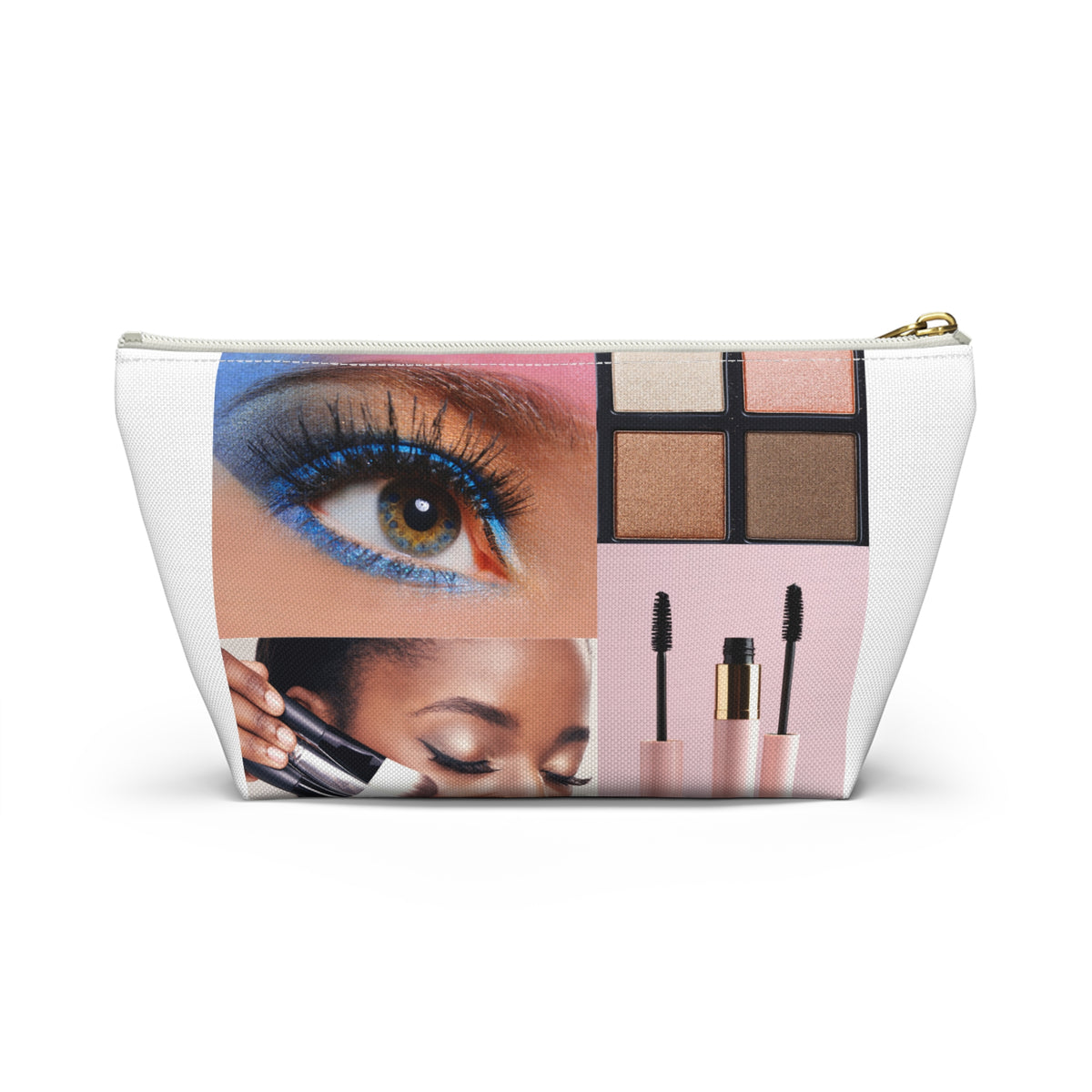 Prayerful Black Girl Accessory Pouch — Floral T-Bottom Makeup Bag