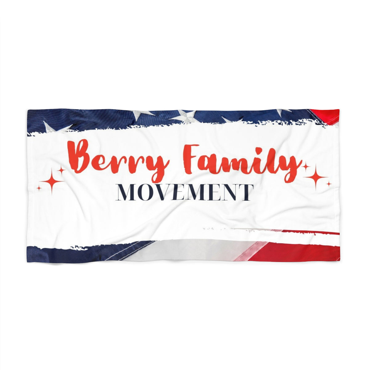Beach Towel - "Berry Family Movement" Patriotic Red White Blue Beach Towel
