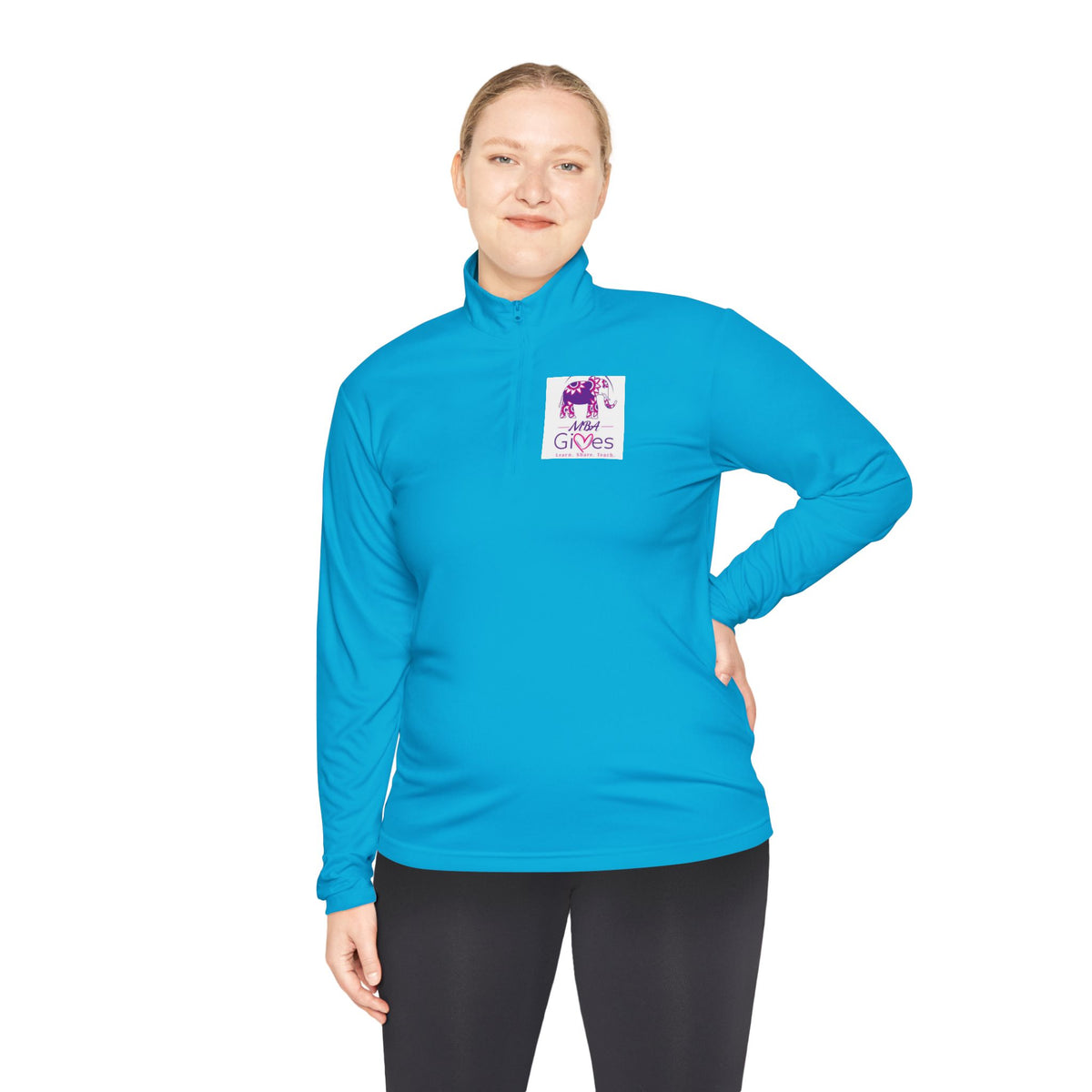 Quarter-Zip Pullover — Lavender Cat "Gives" Graphic