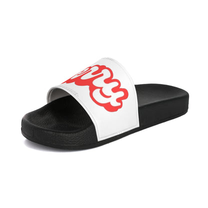 Slide Sandals — Retro Red 'Boys' Graphic Pool Slides for Men
