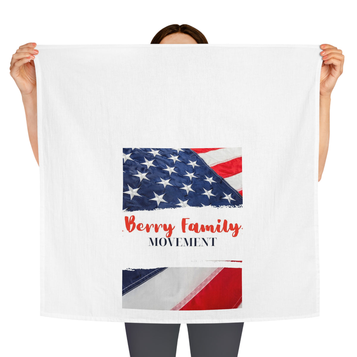American Flag Tea Towel - "Berry Family Movement" Patriotic Kitchen Towel for 4th of July & Family Gifts
