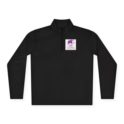 Quarter-Zip Pullover — Lavender Cat "Gives" Graphic