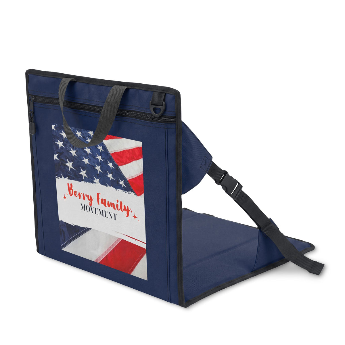 Patriotic 'Berry Family Movement' Stadium Seat – Foldable Stadium Chair with American Flag Design