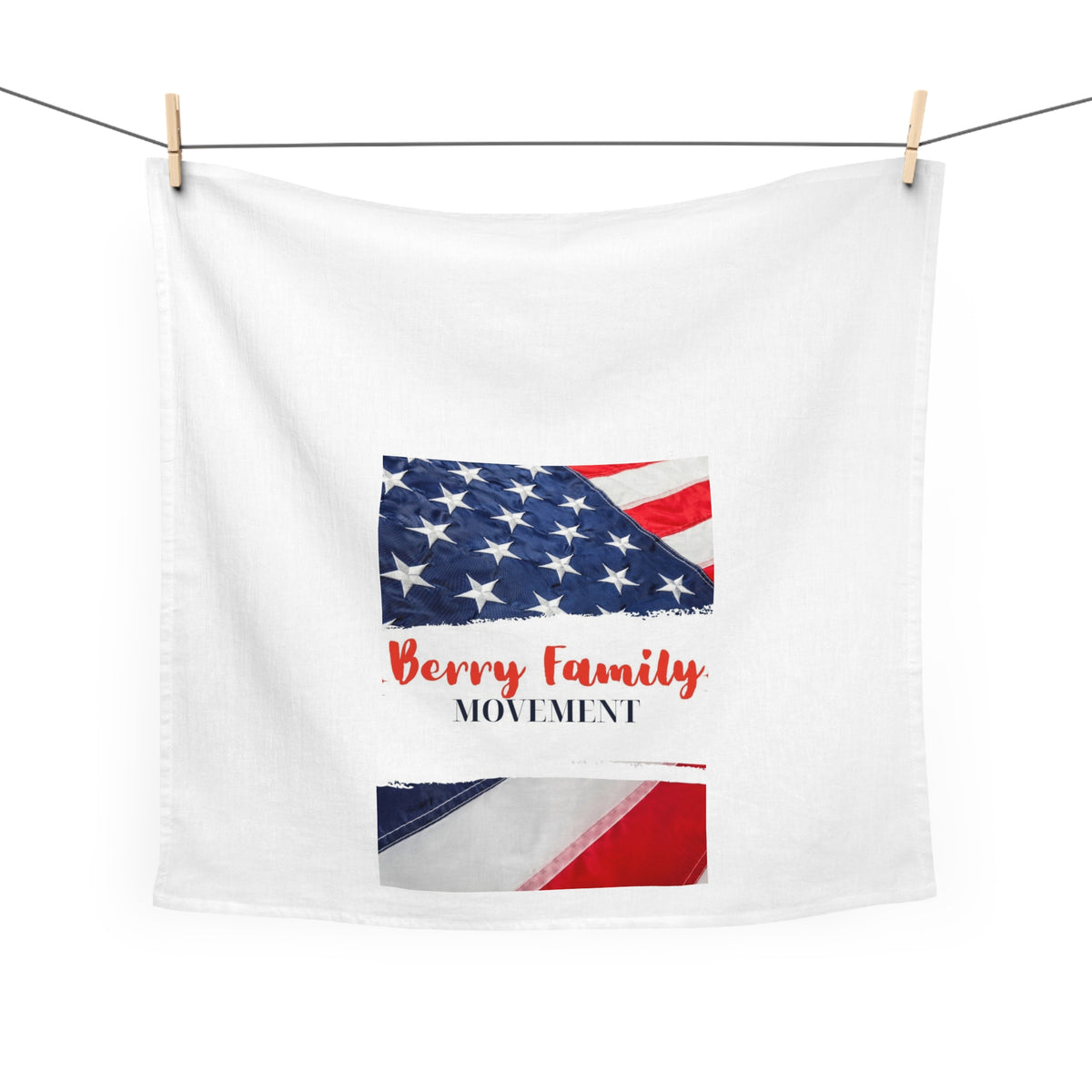American Flag Tea Towel - "Berry Family Movement" Patriotic Kitchen Towel for 4th of July & Family Gifts