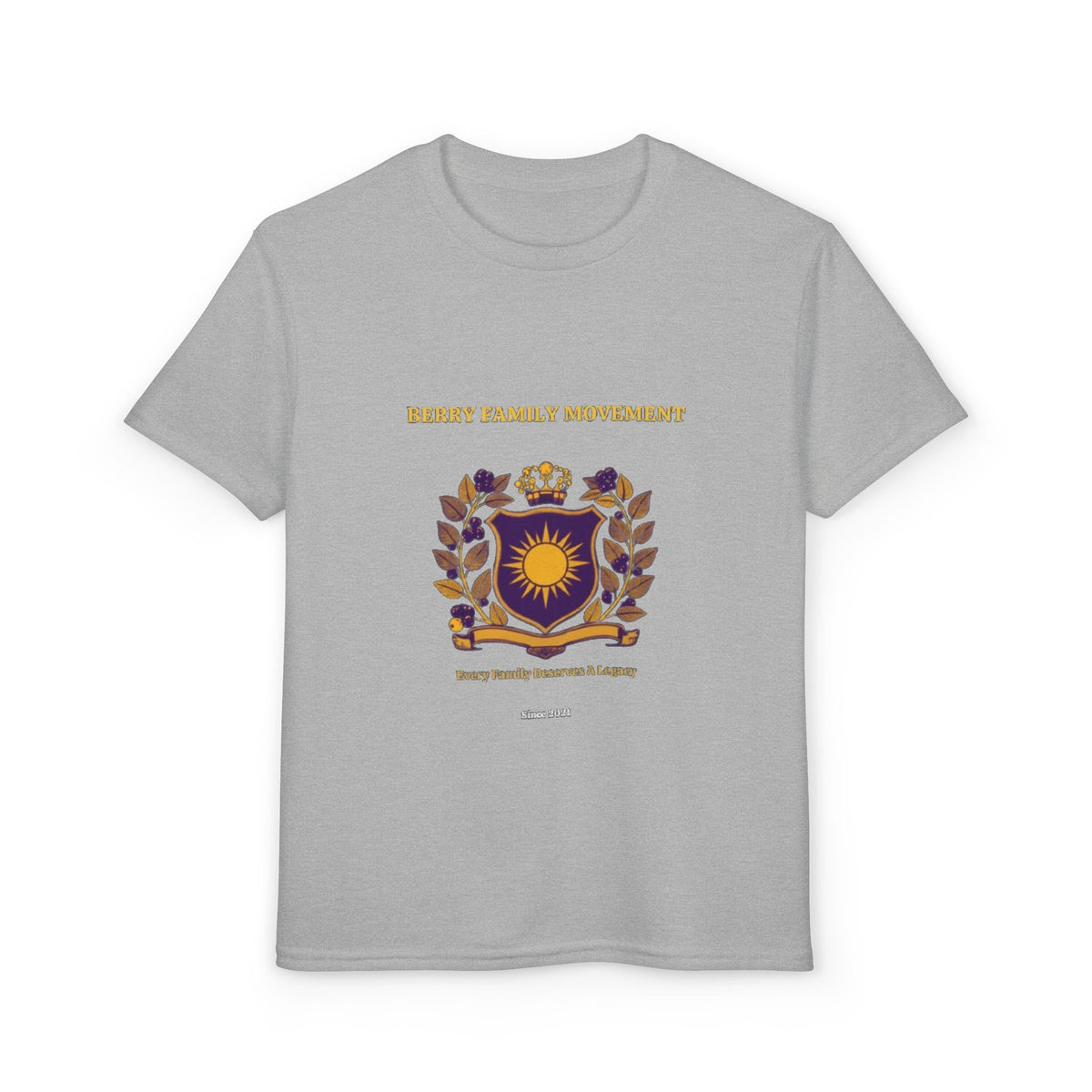 Youth Crest T‑Shirt — "Every Family Membership" Gold & Purple Emblem