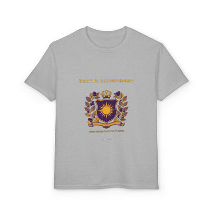 Youth Crest T‑Shirt — "Every Family Membership" Gold & Purple Emblem