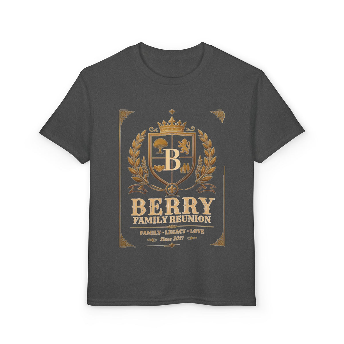 Youth Crest T-Shirt — "Berry" Vintage Family Coat of Arms Design