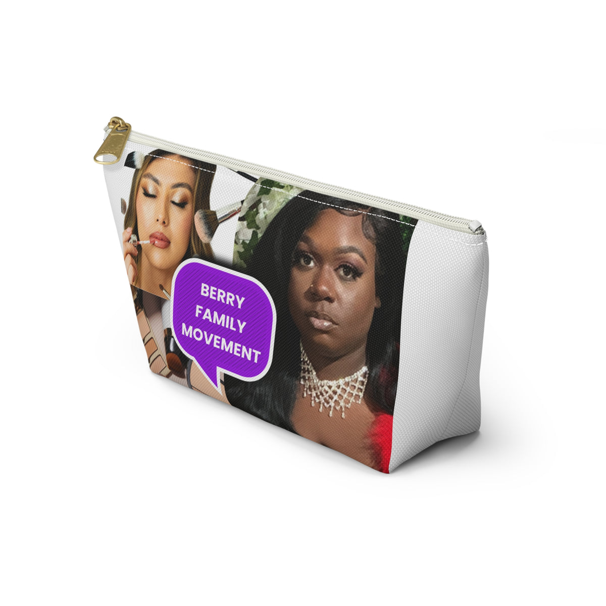 Prayerful Black Girl Accessory Pouch — Floral T-Bottom Makeup Bag