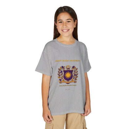 Youth Crest T‑Shirt — "Every Family Membership" Gold & Purple Emblem