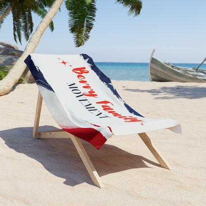 Beach Towel - "Berry Family Movement" Patriotic Red White Blue Beach Towel