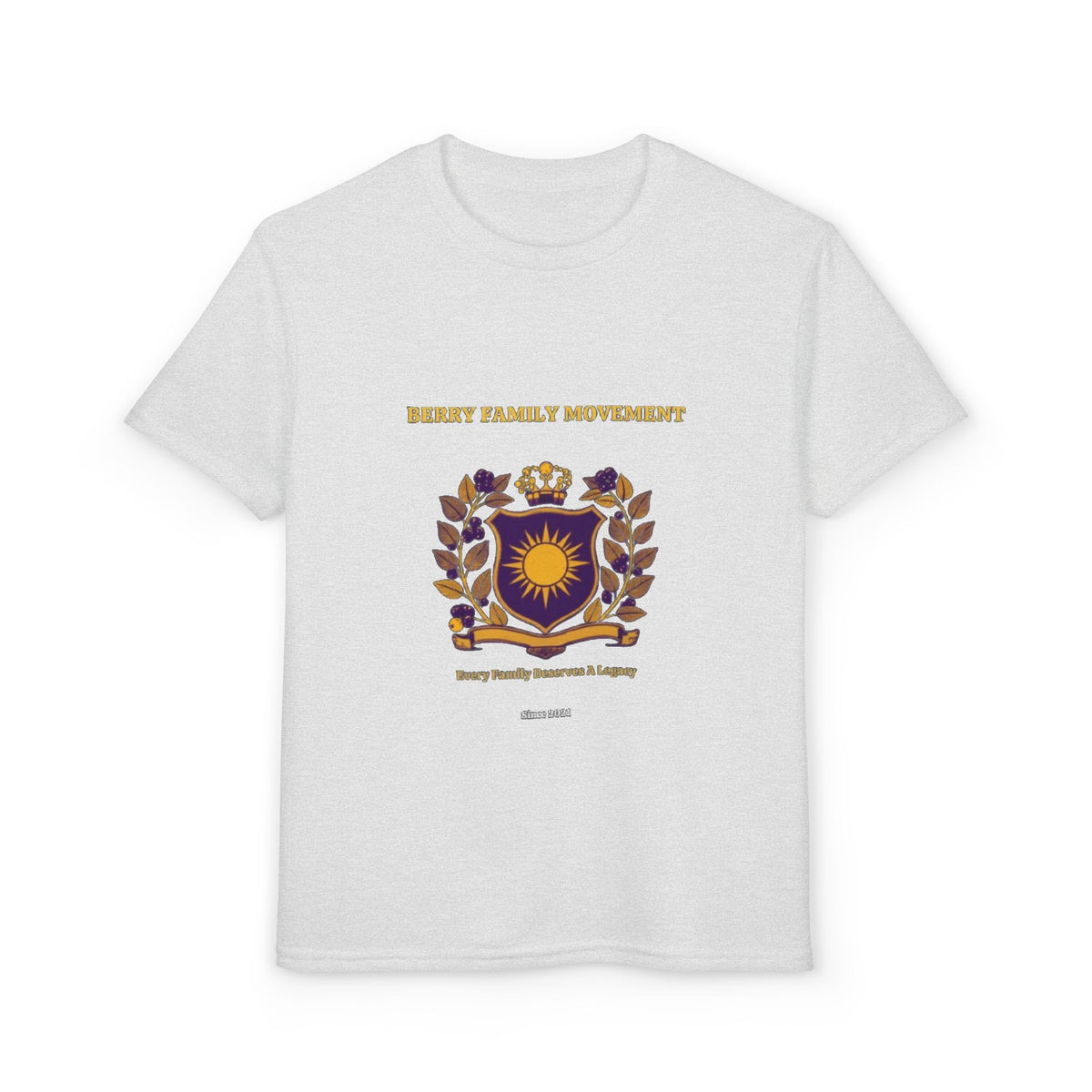 Youth Crest T‑Shirt — "Every Family Membership" Gold & Purple Emblem