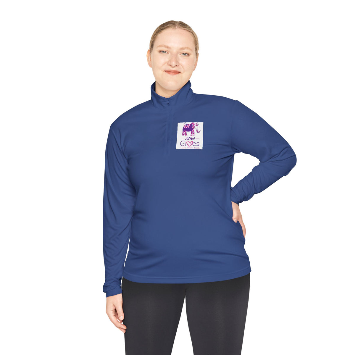 Quarter-Zip Pullover — Lavender Cat "Gives" Graphic