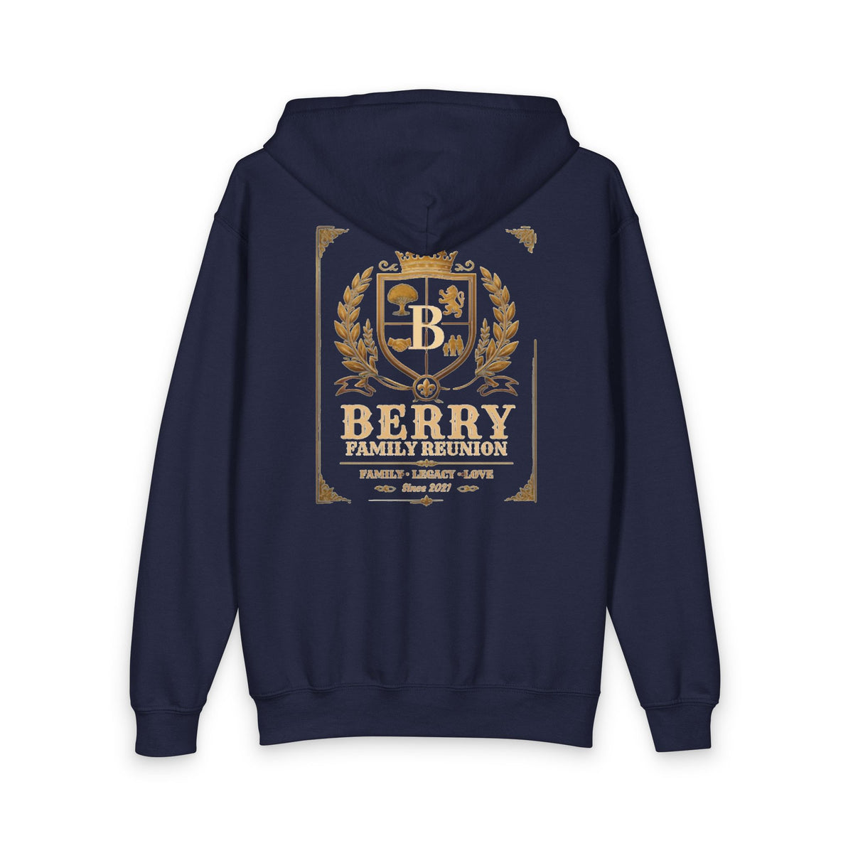 Berry Crest Youth Zip Hoodie — Gold Laurel Logo Jacket