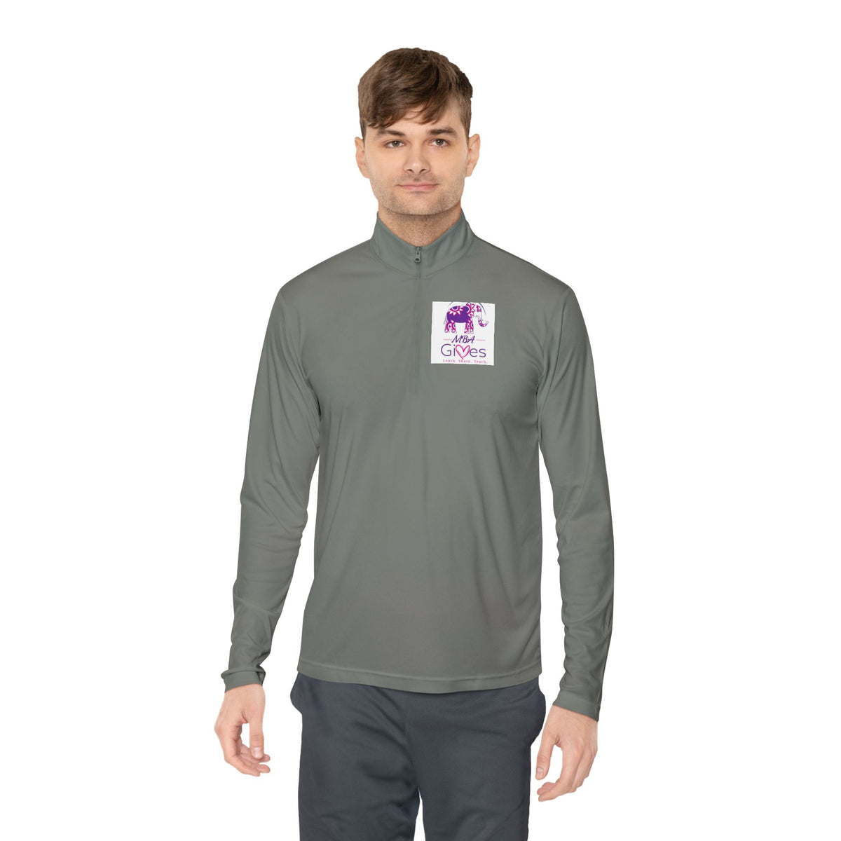 Quarter-Zip Pullover — Lavender Cat "Gives" Graphic