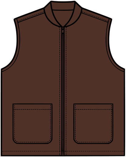 Brown Canvas Work Vest with 'Get Up Movement' Patch — Durable Utility Vest