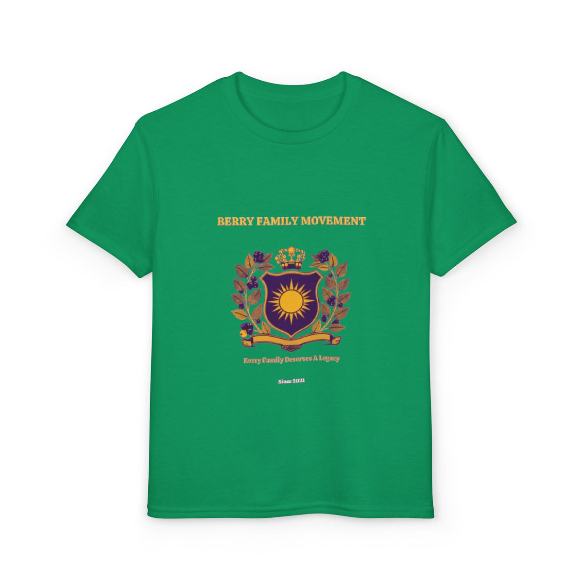 Youth Crest T‑Shirt — "Every Family Membership" Gold & Purple Emblem