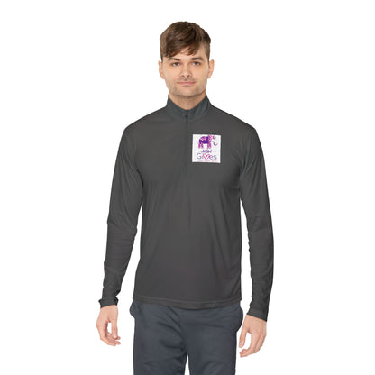 Quarter-Zip Pullover — Lavender Cat "Gives" Graphic