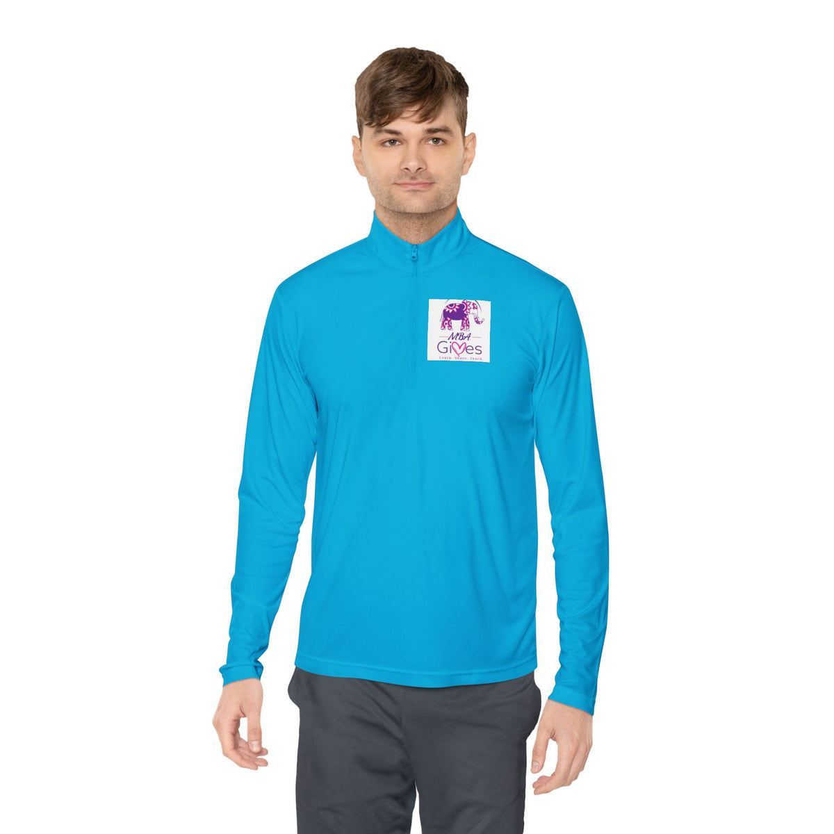 Quarter-Zip Pullover — Lavender Cat "Gives" Graphic