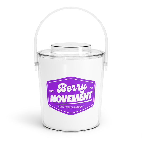 Berry Movement Acrylic Ice Bucket with Tongs — Retro Logo Party Cooler