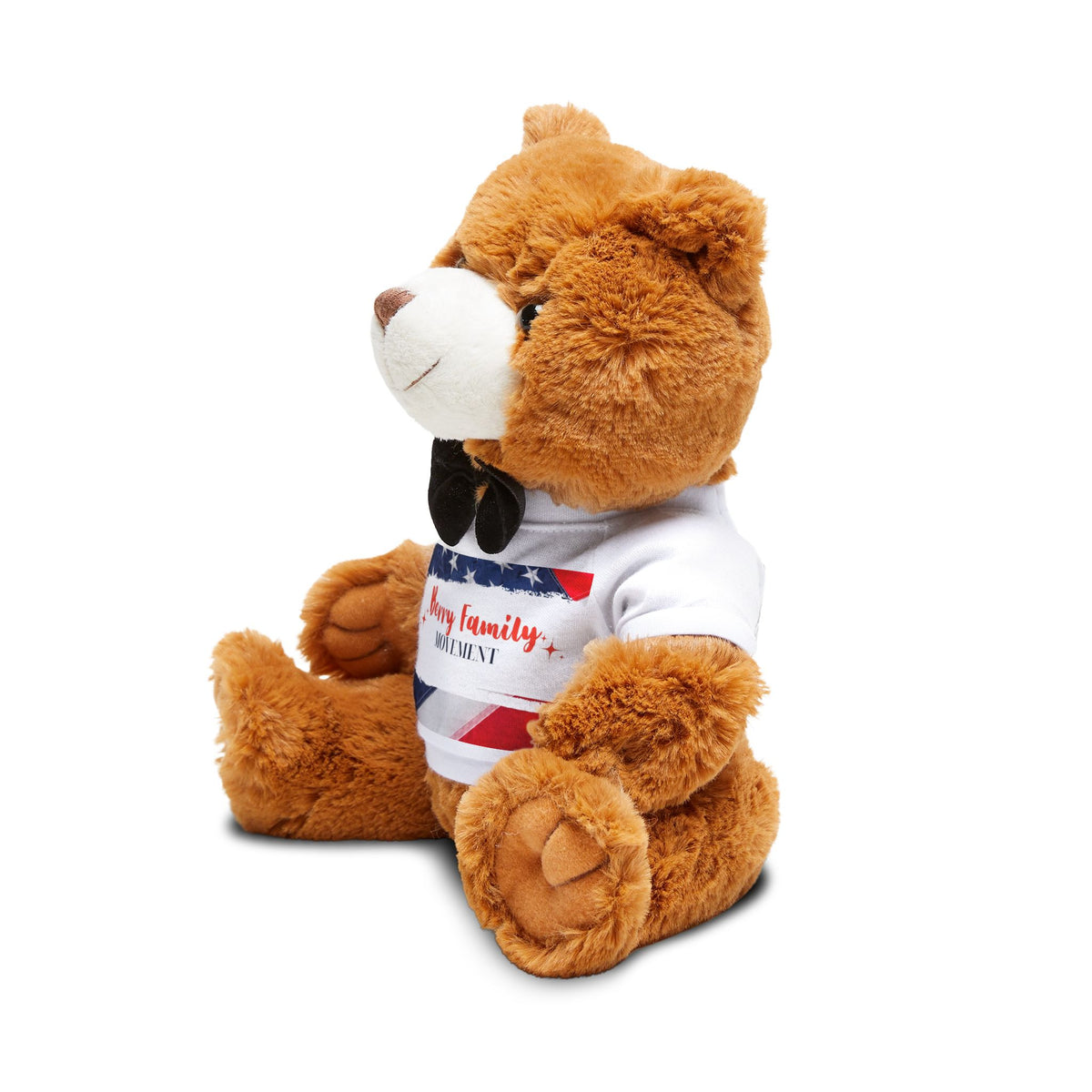 Plush Teddy Bear with Bow Tie — 'Every Family Moment' Graphic Tee