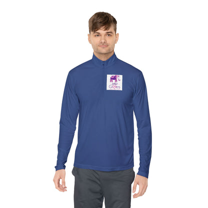 Quarter-Zip Pullover — Lavender Cat "Gives" Graphic