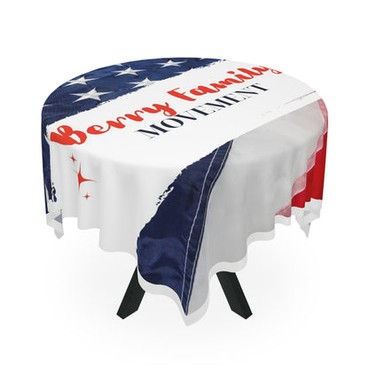 Patriotic 'Berry Family Movement' Tablecloth — American Flag Picnic & 4th of July Table Cover