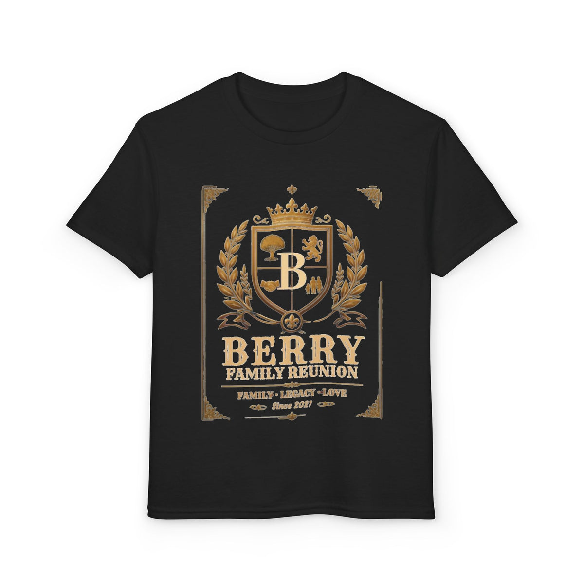 Youth Crest T-Shirt — "Berry" Vintage Family Coat of Arms Design