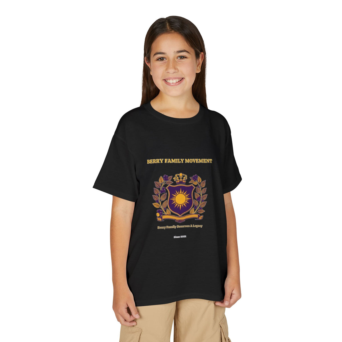 Youth Crest T‑Shirt — "Every Family Membership" Gold & Purple Emblem