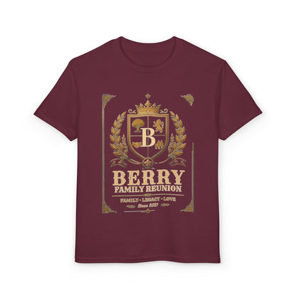 Youth Crest T-Shirt — "Berry" Vintage Family Coat of Arms Design
