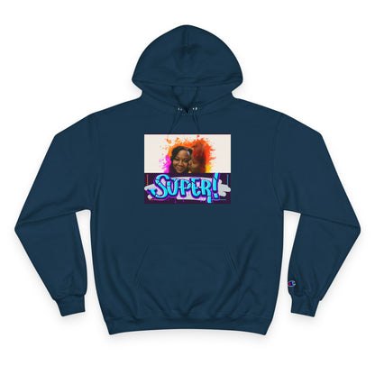 Champion Hoodie — 'Super!' Colorful Portrait Graphic Hoodie