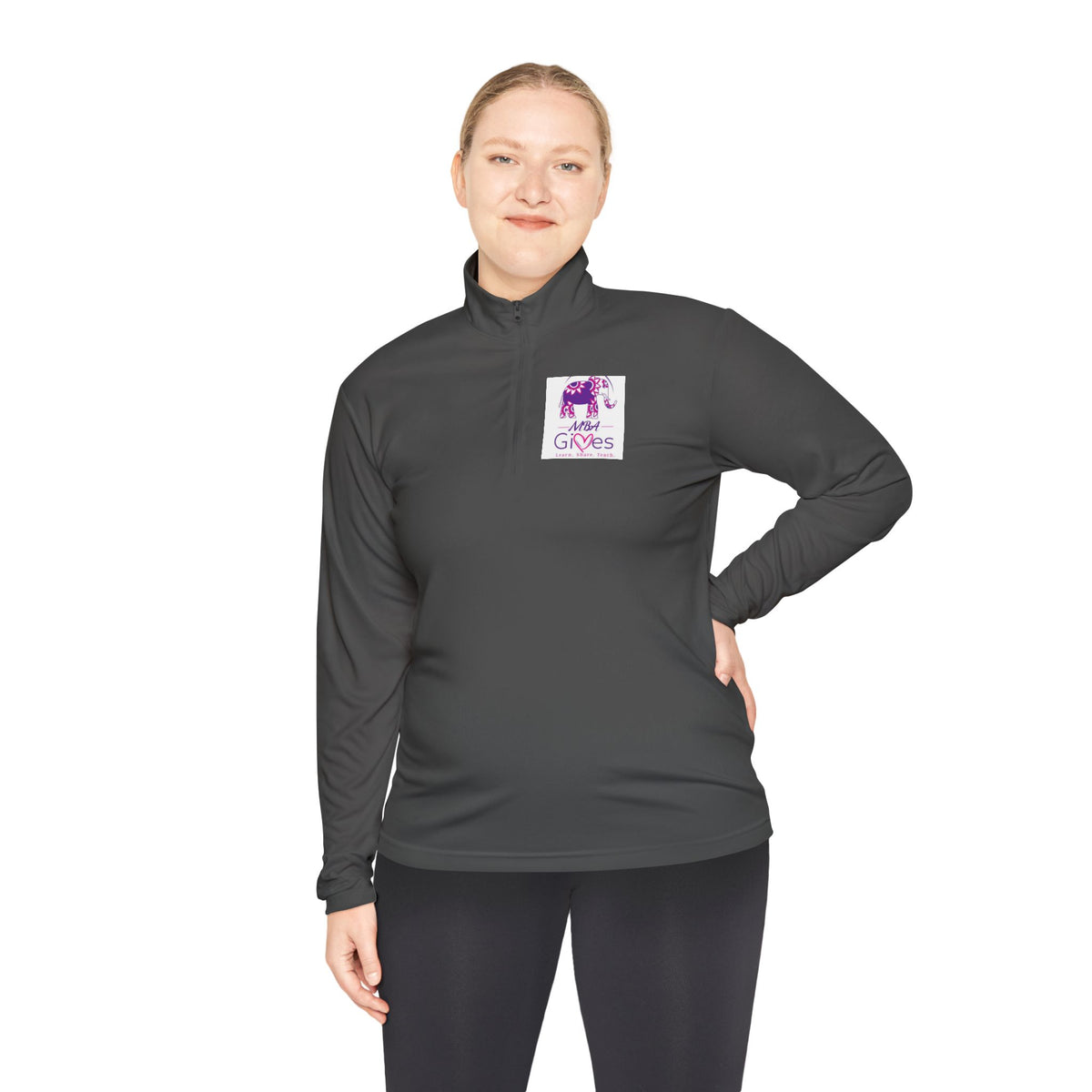Quarter-Zip Pullover — Lavender Cat "Gives" Graphic