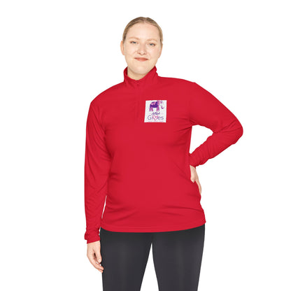 Quarter-Zip Pullover — Lavender Cat "Gives" Graphic