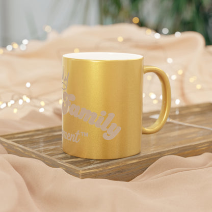 Metallic Coffee Mug — "Berry Family Movement" Gold Script Design