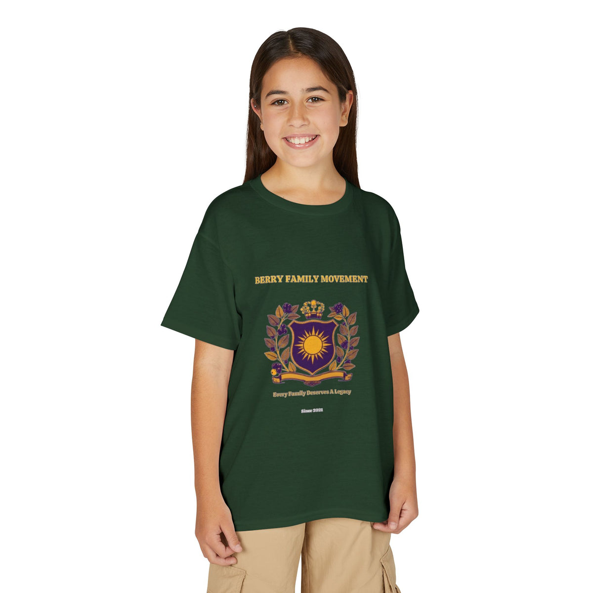 Youth Crest T‑Shirt — "Every Family Membership" Gold & Purple Emblem