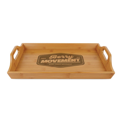 Engraved Bamboo Serving Tray — 'Berry Movement' Rustic Family Serving Tray