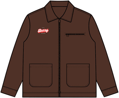 Canvas Heavy Jacket - Classic Brown Work Jacket with 'Berry' Chest Script