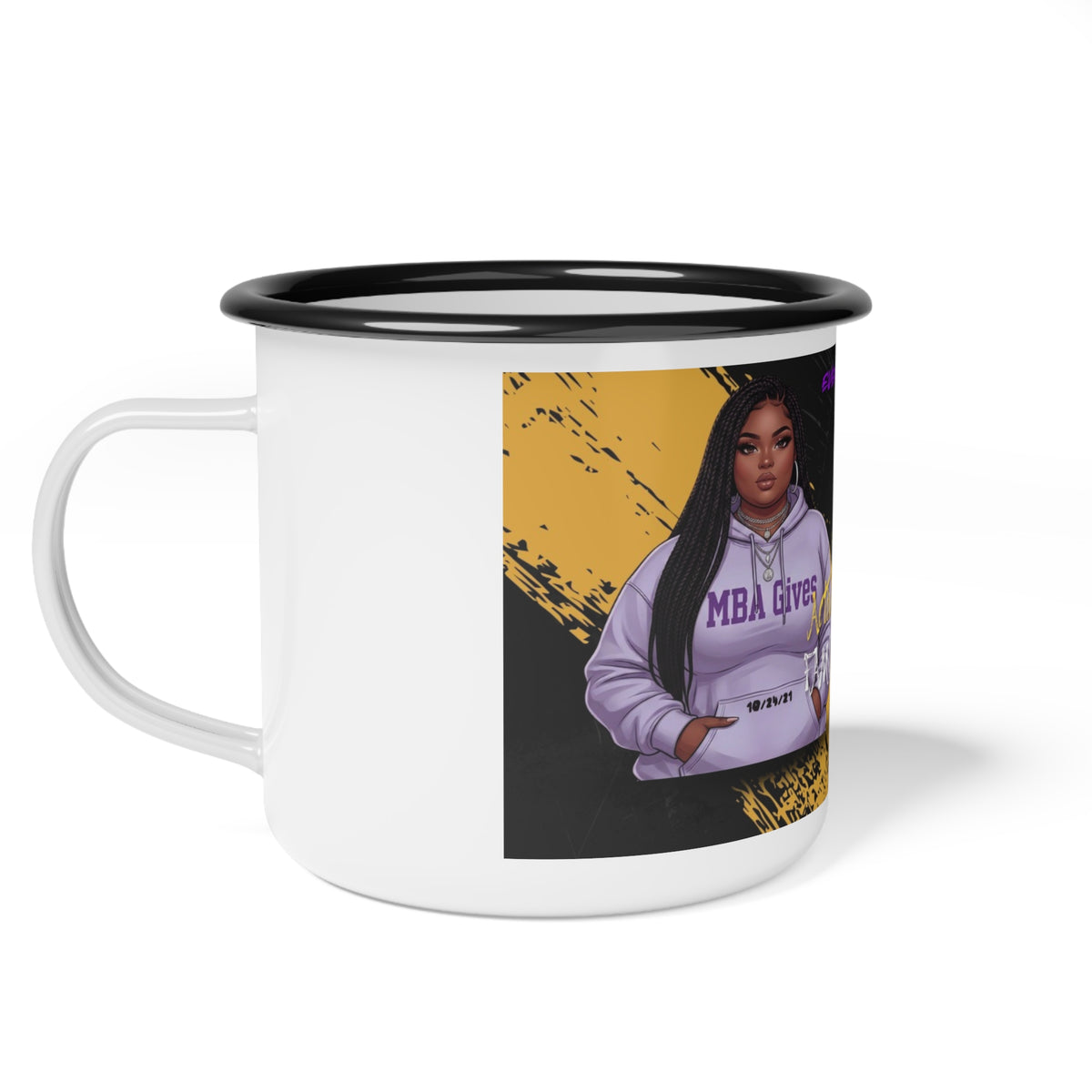 Enamel Camp Cup — 'MBA Gives' Empowerment Graphic Camper Mug