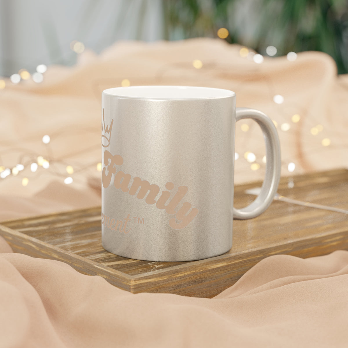 Metallic Coffee Mug — "Berry Family Movement" Gold Script Design