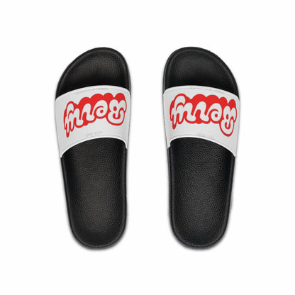 Slide Sandals — Retro Red 'Boys' Graphic Pool Slides for Men